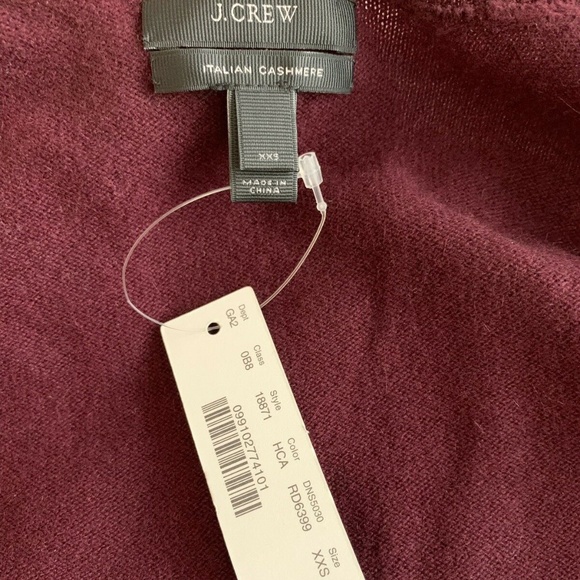 NWT J.Crew Cashmere Cardigan Solid Burgundy - Picture 2 of 6